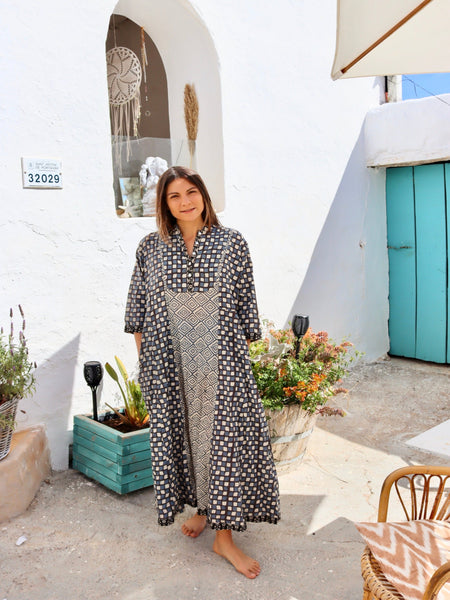Combination dress- Boho beautiful ethnic block print dress