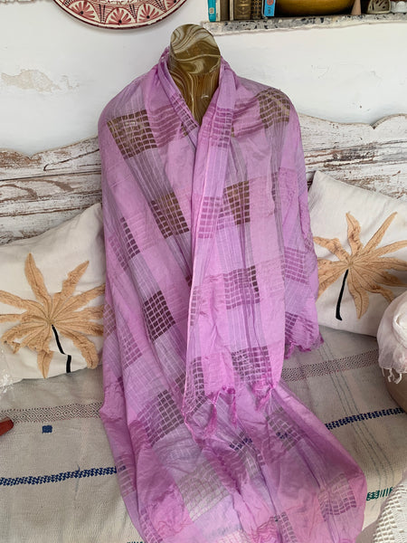Sarong    Shawl or Pareo - Dupata in hand woven  Khadi in purple