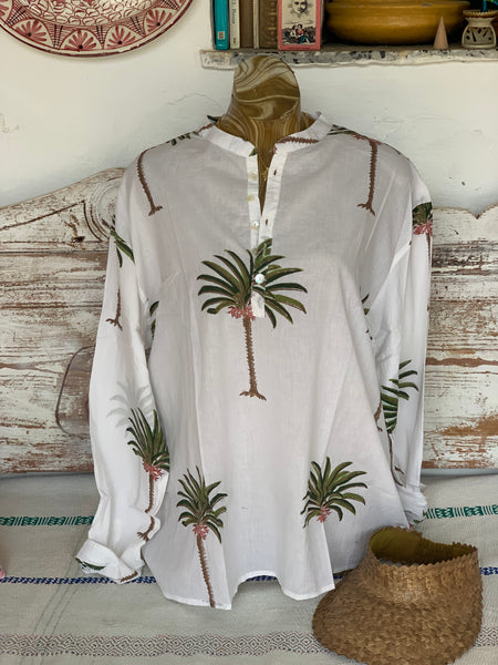 Chinese kurta , palm print , blouse ,shirt