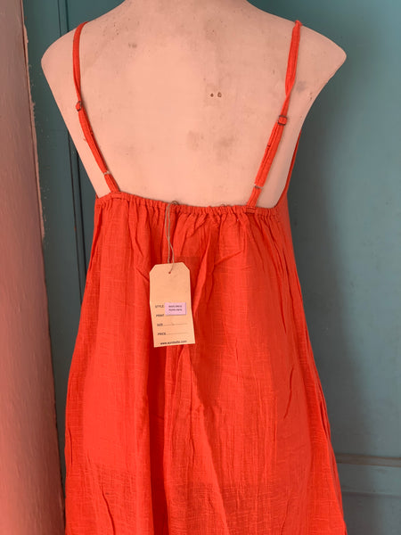Plain basic boho summer linen maxi dress strawberry Red