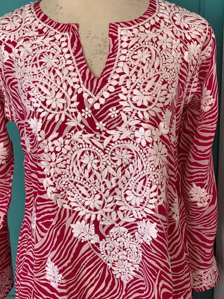 New 2024  Silk tunica in stunning   design and amazing hand 🧵Pink tiger 🐅