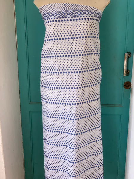 Blue and white Sarong   or Pareo in block print new collection