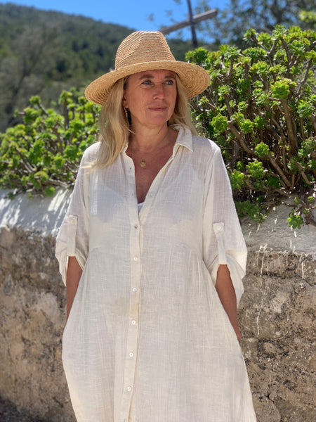 City dress plain in off white