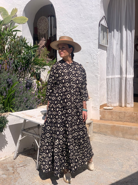 Hawa mahal geometric block print black