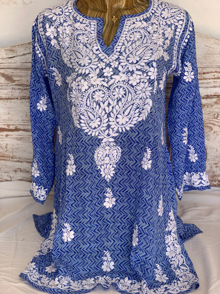 New 2024  Silk tunica in stunning   design and amazing hand 🧵blue