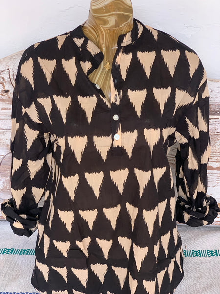 Chinese kurta , blouse ,shirt black and beige