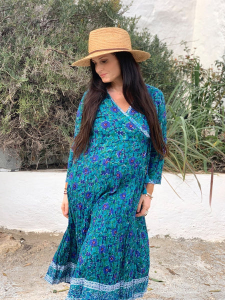 Wrap dress amber peakok blue