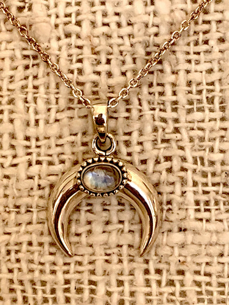 Half moon  labradorite sterling silver   necklace