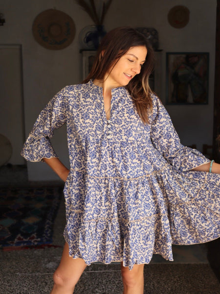 GEO DRESS BLUE