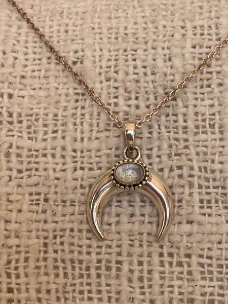 Half moon  labradorite sterling silver   necklace