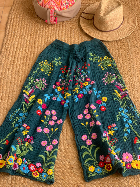 Chiang Mai boho trouser with flower hand embroidery 🧵