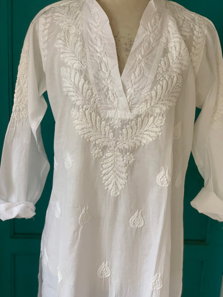 Ibiza special long boho tunica dress ,white  long cotton dress with hand embroidery
