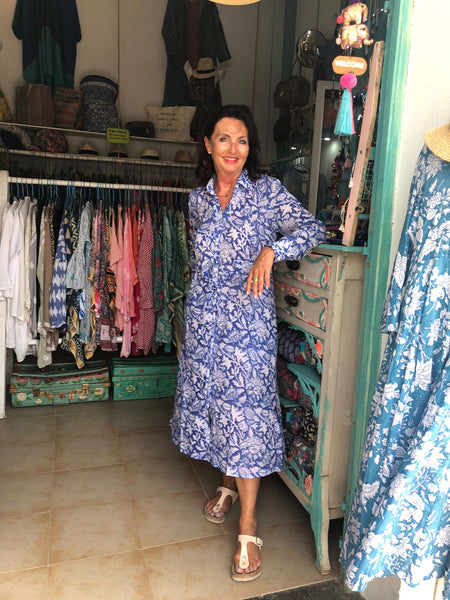 City dress blue flower