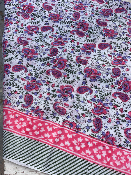Pink flower Sarong   or Pareo in block print new collection no