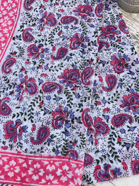 Pink flower Sarong   or Pareo in block print new collection no