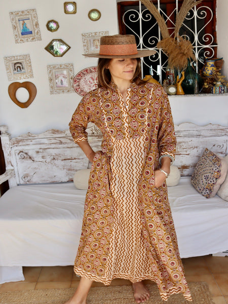 Combination dress- Boho beautiful ethnic block print dress