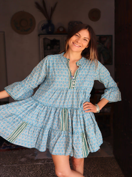 GEO DRESS TURQUOISE