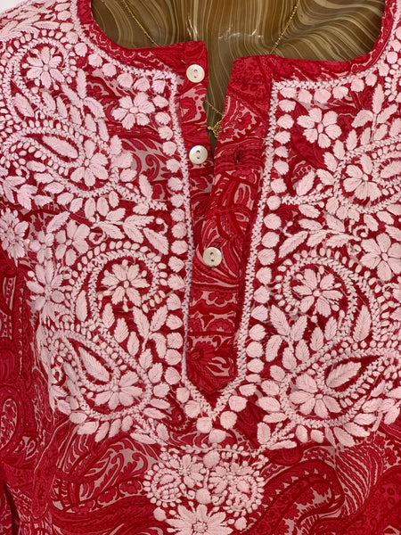 New 2024  Silk tunica in stunning   design and amazing hand 🧵red and white