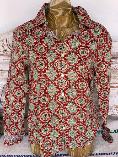 Boho shirt black and  green beige, men shirt