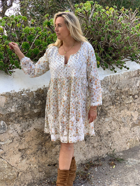 Tanit  Ibiza flower dream dress  light yellow  short