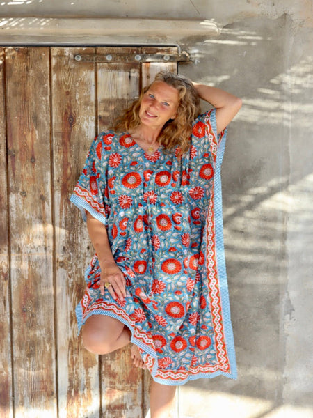 Sun Cotton Kaftan blue