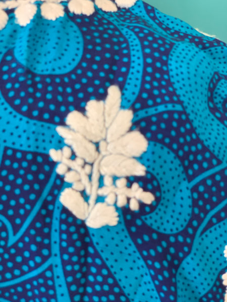 New 2024  Silk tunica in stunning   design and amazing hand 🧵 blue joy