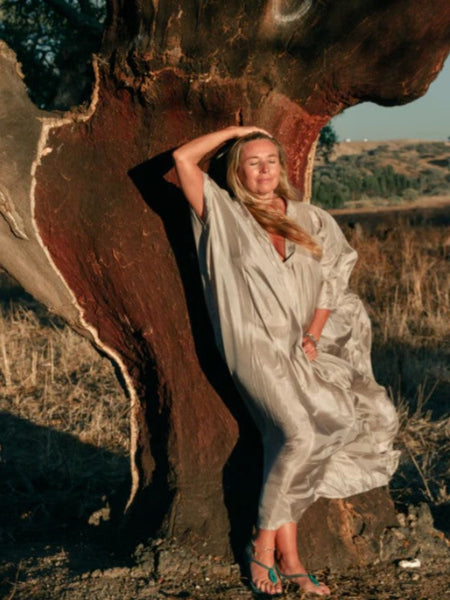 Exclusive luxury Silk kaftan light beige