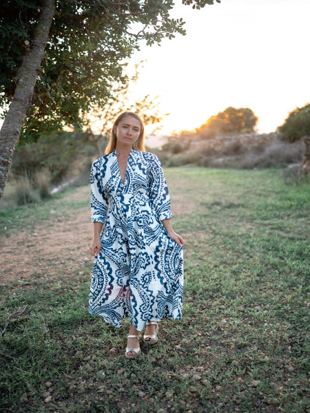 Ikat  blue dress