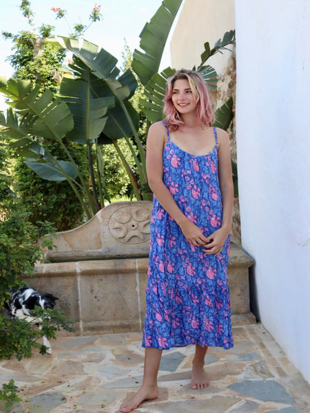 AFSARA MAXI DRESS BLUE FLORAL