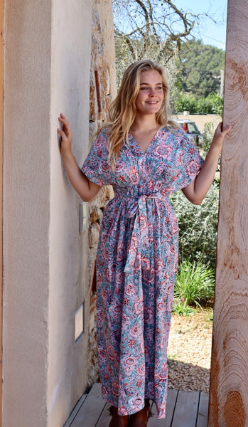 PALM BEACH DRESS TURQUOISE FLOWER