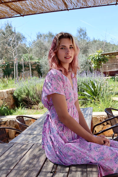 PALM BEACH DRESS PINK FLOWER