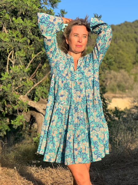 Geo  dress short Turquoise