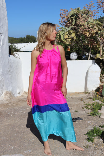 3 Colour dream 100 % organic Silk  dress