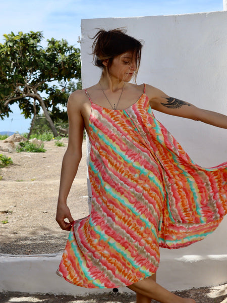 Selena silky  sexy Ibiza summer dress, beachwear , apricot silk summer dress , ibizaboho dream dress