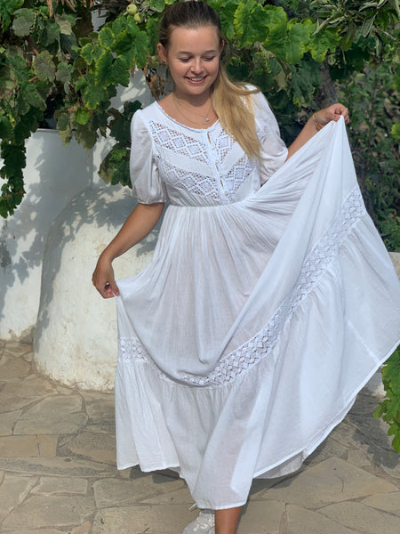 La Paloma   Ibiza Hand made adlib lace dress white  boho wedding exclusives lace