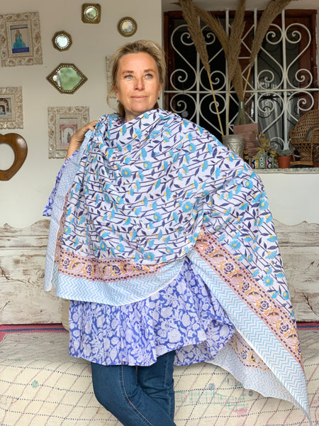 Sarong  - Pareo  - block print cotton shawl  new collection