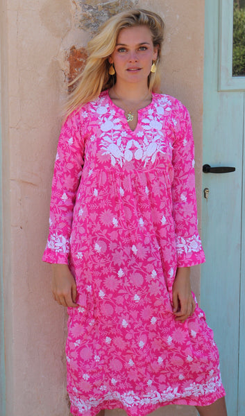 Gorgeous Pink Silk dress with hand embroidery