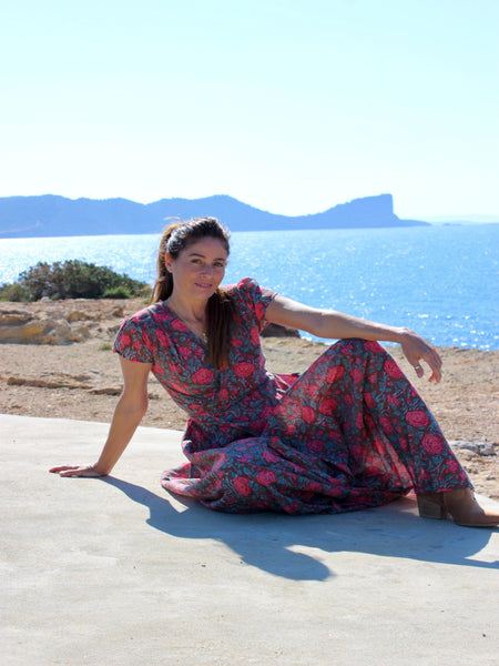 Wrap dress roses
