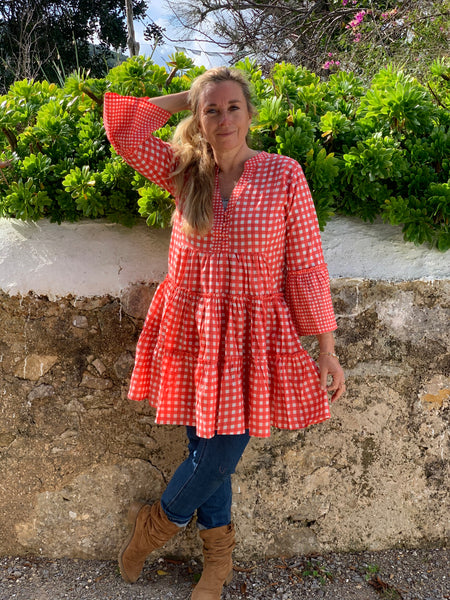 Geo  dress short  checks