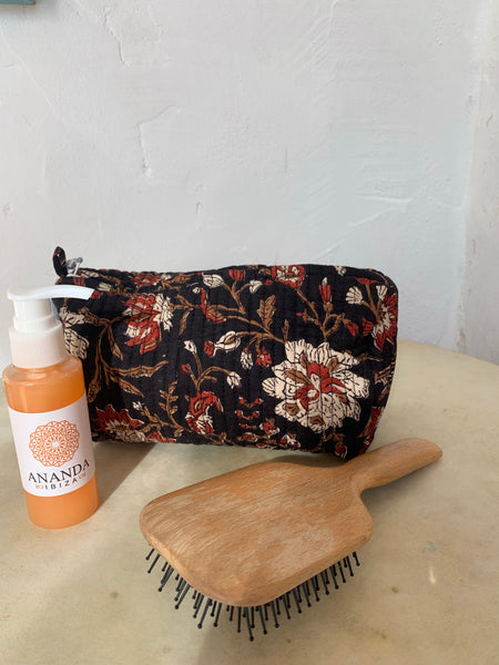 Cosmetic bag made with block printing cotton