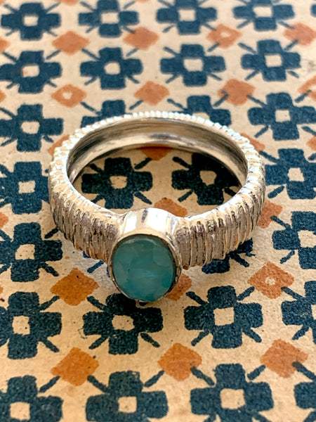 Stunning silver silver amazonite Ibiza designer boho ring