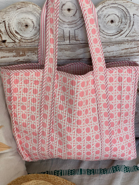 Boho tote quilted super bag rosa