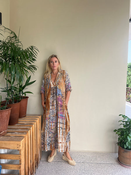 Silk Martha Kaftan – Upcycled Vintage Sari Collection no6
