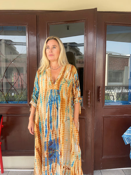 Silk Martha Kaftan – Upcycled Vintage Sari Collection no 7