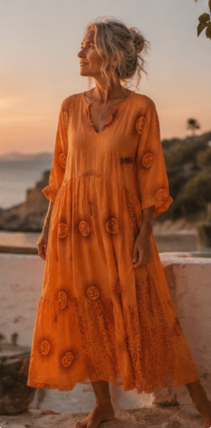Om namah shivaya  maxi  dress in light orange
