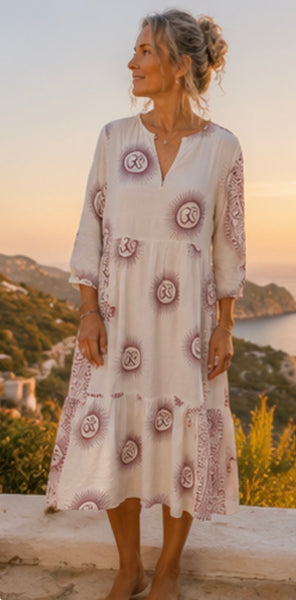 Om namah shivaya  maxi  dress in white