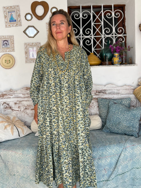 Vintage dress  bagru Boho
