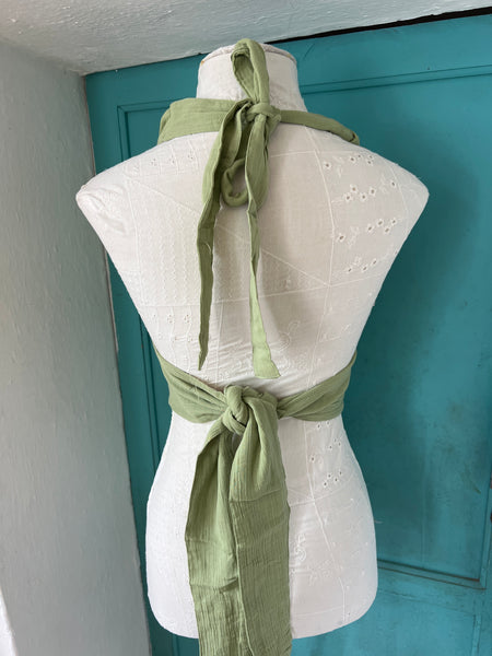 Sexy Cotton Halter Top – sage  green -  AUROBELLE  IBIZA