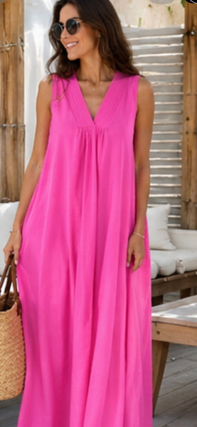 Pam  100 % organic Silk  dress hot  pink
