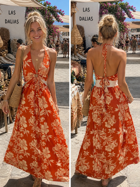 Sexy Ibiza Dress orange flower